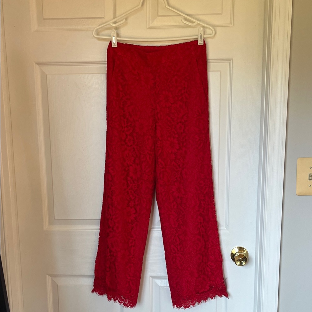 J. Crew Red Lace Women's Pants, Size 0